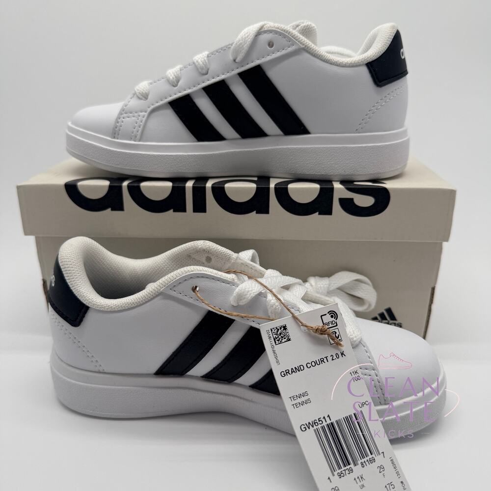 Adidas Grand Court 2.0 K White/Black 11.5K NIB